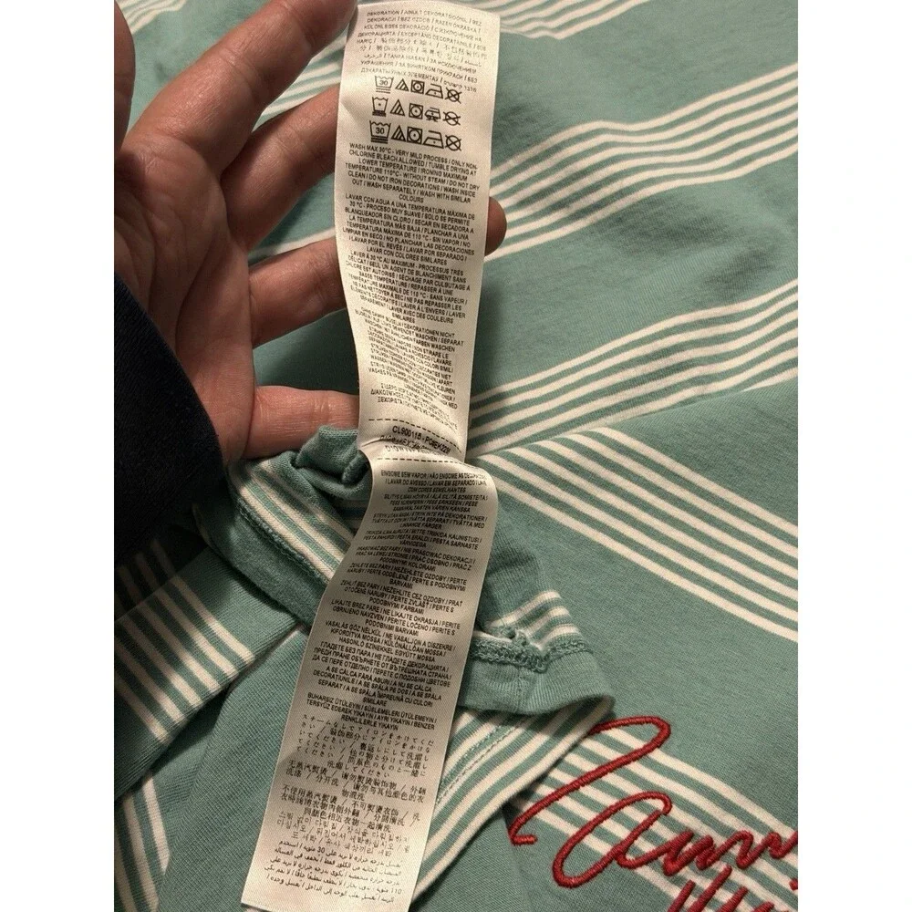 GUESS Originals x Anna Nicole Green Striped Shirt L - Picture 7 of 8
